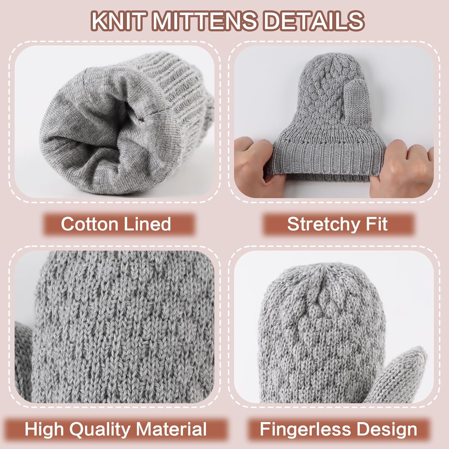 Baby Knit Mittens Toddler Boys Girls Gloves Winter Infant Newborn No Scratch Mitten 0-3 Years - Image 3